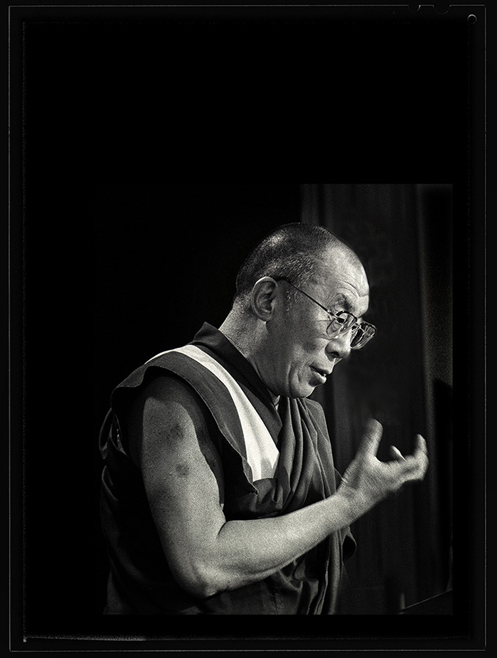 Portrait of His Holiness The Dalai Lama taken at the National Press Club Canberra Australia by photographer Heide Smith in 1992